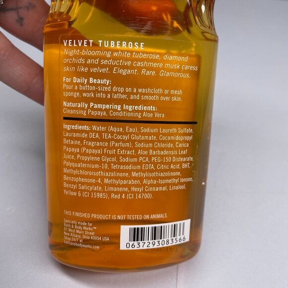 Bath & Body Works Pleasures Velvet Tuberose Shower Gel 10 oz Discontinued Rare - Picture 4 of 4